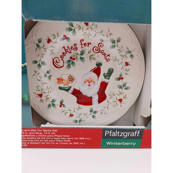 Pfaltzgraff Winterberry Cookies and Milk for Santa Set Open Box - Picture 2 of 5
